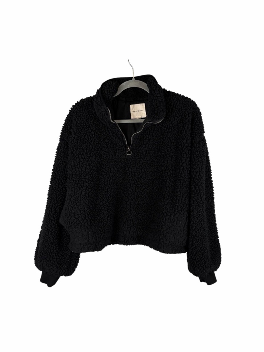 Thread & Supply Black Sherpa Quarter Zip Pullover Size M
